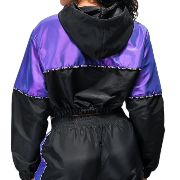 Petals and Peacocks Iridescent Cropped Windbreaker - Picture 2 of 2